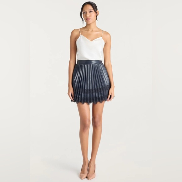 Cinq a Sept Vegan Leather Laney Skirt- in Black - Picture 2 of 6